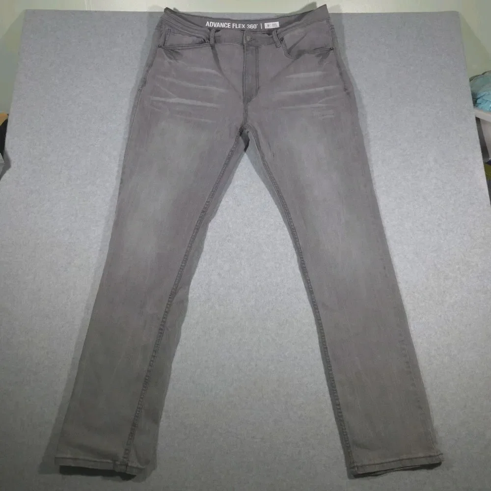 Arizona Jean Co Mens Size 38x34 Athletic Fit Gray Stretch Denim Pants